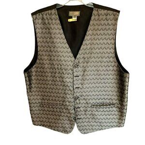 Steven Land Men's Formal V-neck Vest in Silver and Black Sz XL Wedding DJ Belted